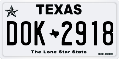 TX license plate DOK2918