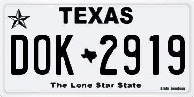 TX license plate DOK2919