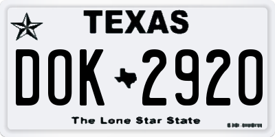 TX license plate DOK2920