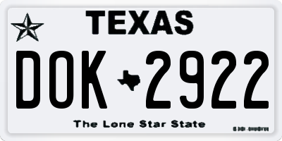 TX license plate DOK2922