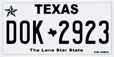 TX license plate DOK2923