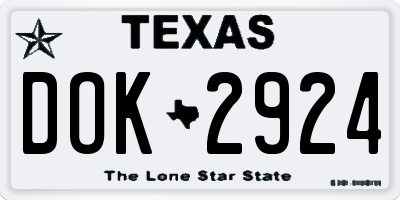 TX license plate DOK2924
