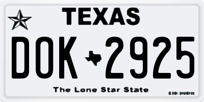 TX license plate DOK2925