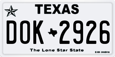 TX license plate DOK2926