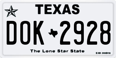 TX license plate DOK2928