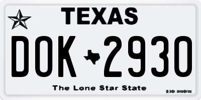 TX license plate DOK2930