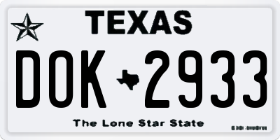 TX license plate DOK2933