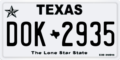 TX license plate DOK2935