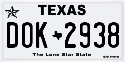 TX license plate DOK2938