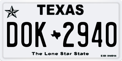 TX license plate DOK2940