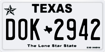 TX license plate DOK2942