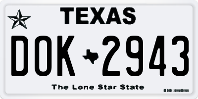 TX license plate DOK2943