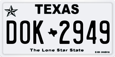 TX license plate DOK2949
