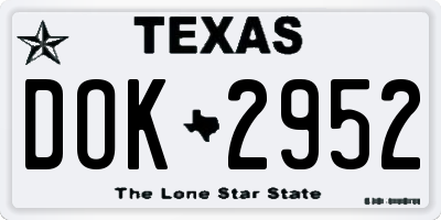 TX license plate DOK2952