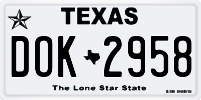 TX license plate DOK2958