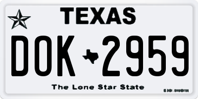 TX license plate DOK2959