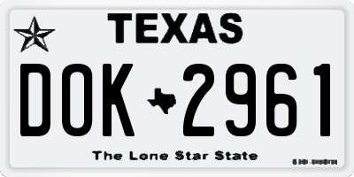 TX license plate DOK2961