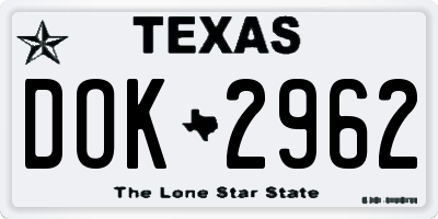 TX license plate DOK2962