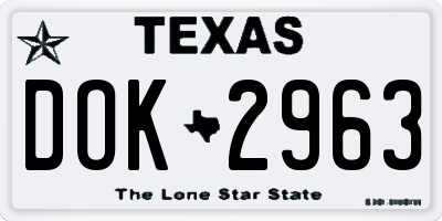 TX license plate DOK2963