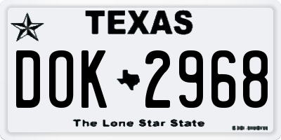 TX license plate DOK2968