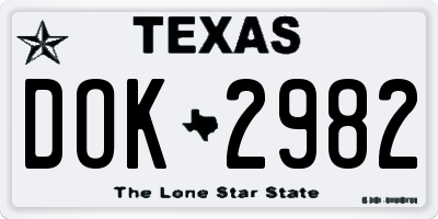 TX license plate DOK2982
