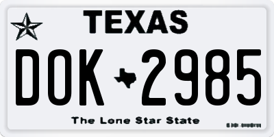 TX license plate DOK2985