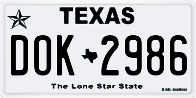 TX license plate DOK2986