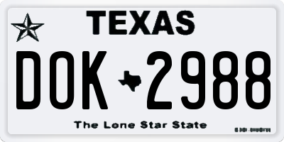 TX license plate DOK2988