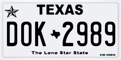 TX license plate DOK2989