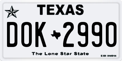 TX license plate DOK2990