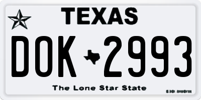 TX license plate DOK2993