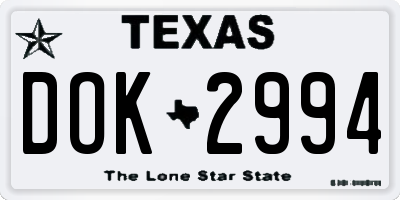 TX license plate DOK2994