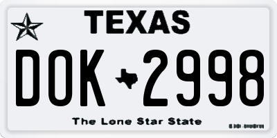 TX license plate DOK2998