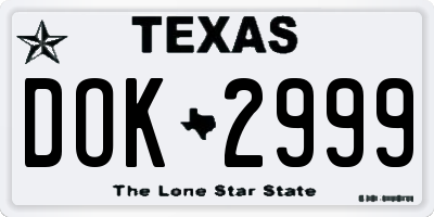 TX license plate DOK2999