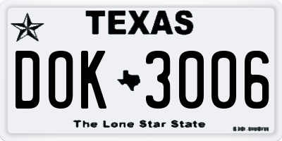 TX license plate DOK3006
