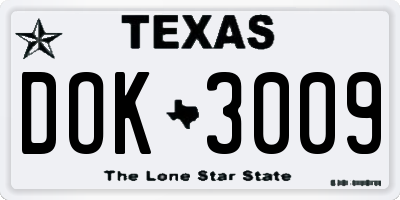 TX license plate DOK3009