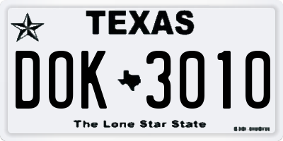 TX license plate DOK3010
