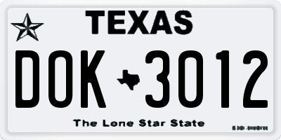 TX license plate DOK3012