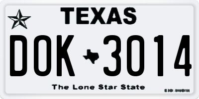 TX license plate DOK3014