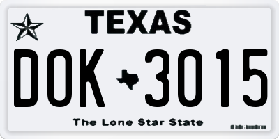 TX license plate DOK3015
