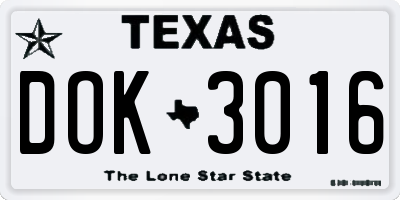 TX license plate DOK3016