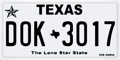 TX license plate DOK3017