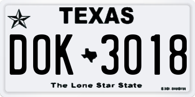 TX license plate DOK3018
