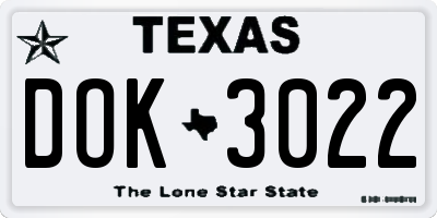 TX license plate DOK3022