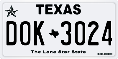 TX license plate DOK3024