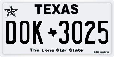 TX license plate DOK3025