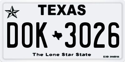 TX license plate DOK3026