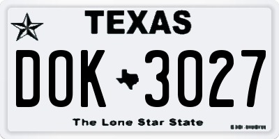TX license plate DOK3027