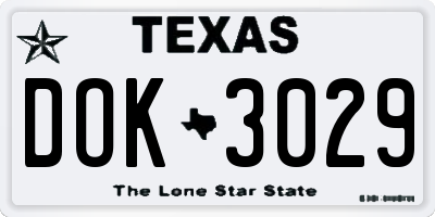 TX license plate DOK3029