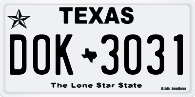 TX license plate DOK3031